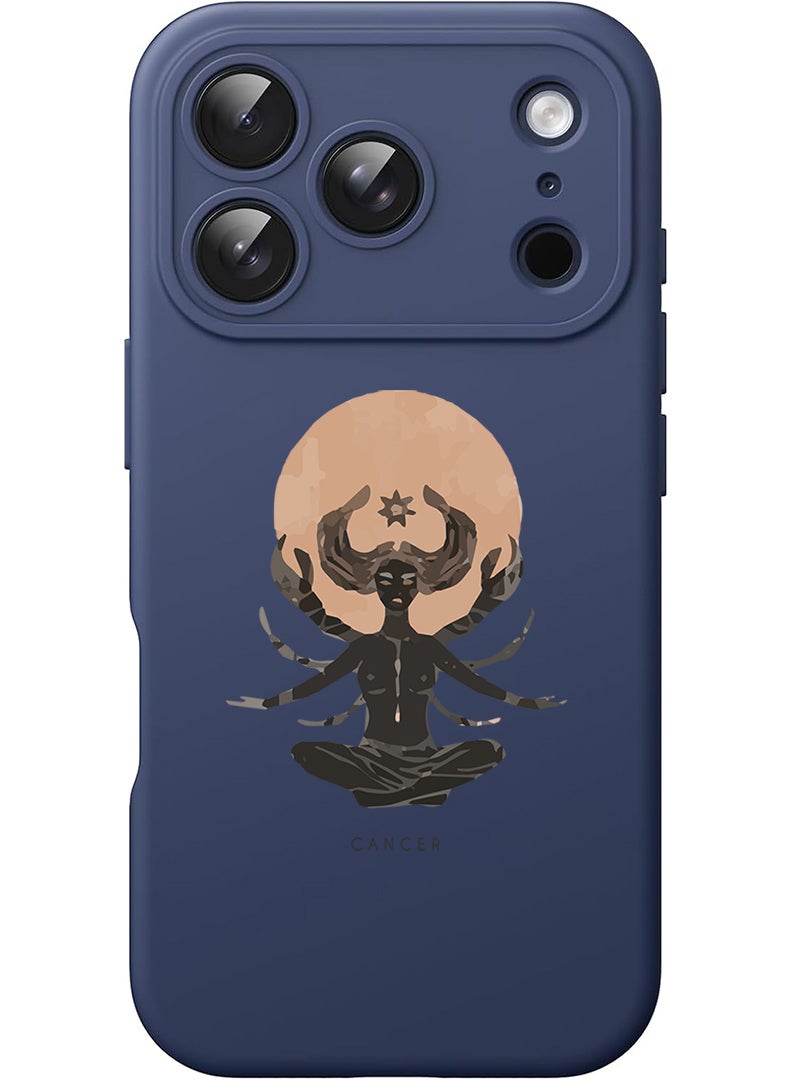 Theodor Protective Slim Fit Case Liquid Silicone Cover with Full Body Protection Anti-Scratch Shockproof Case For Apple iPhone 17 Pro Max (Blue) Cancer - Image 1