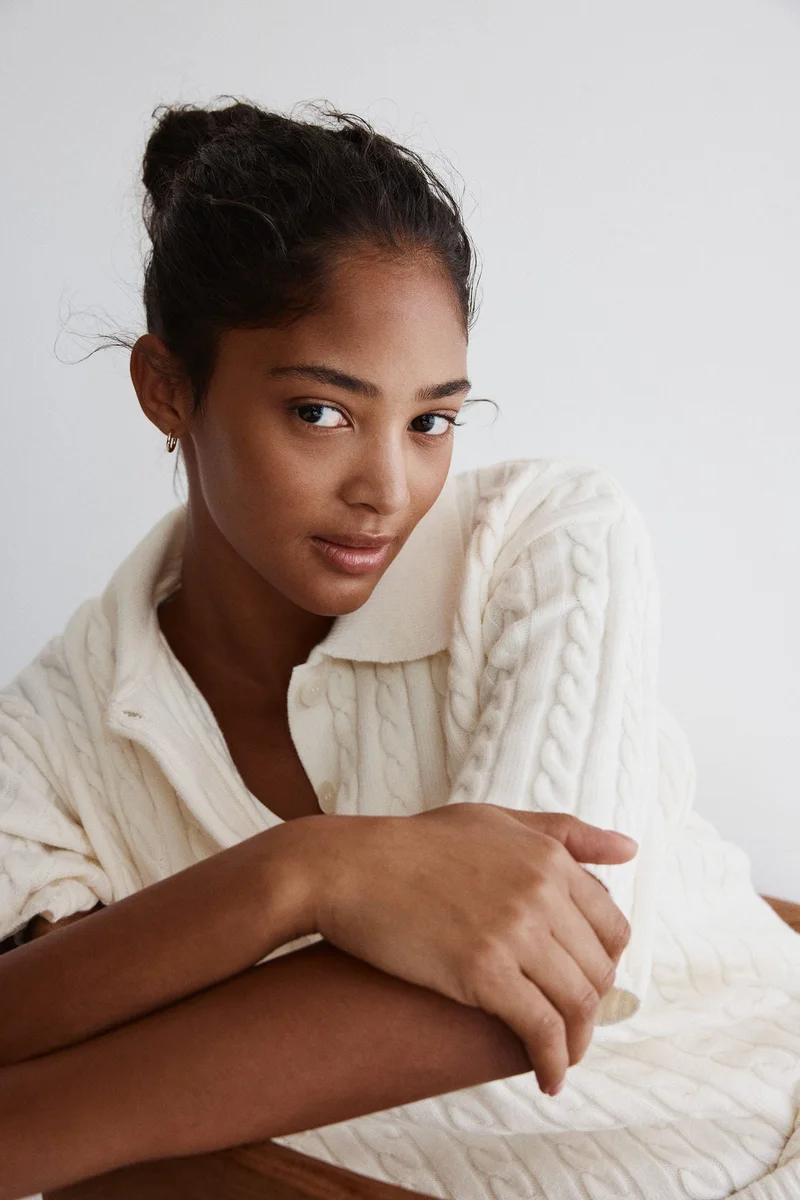 H&M Cable-knit polo shirt