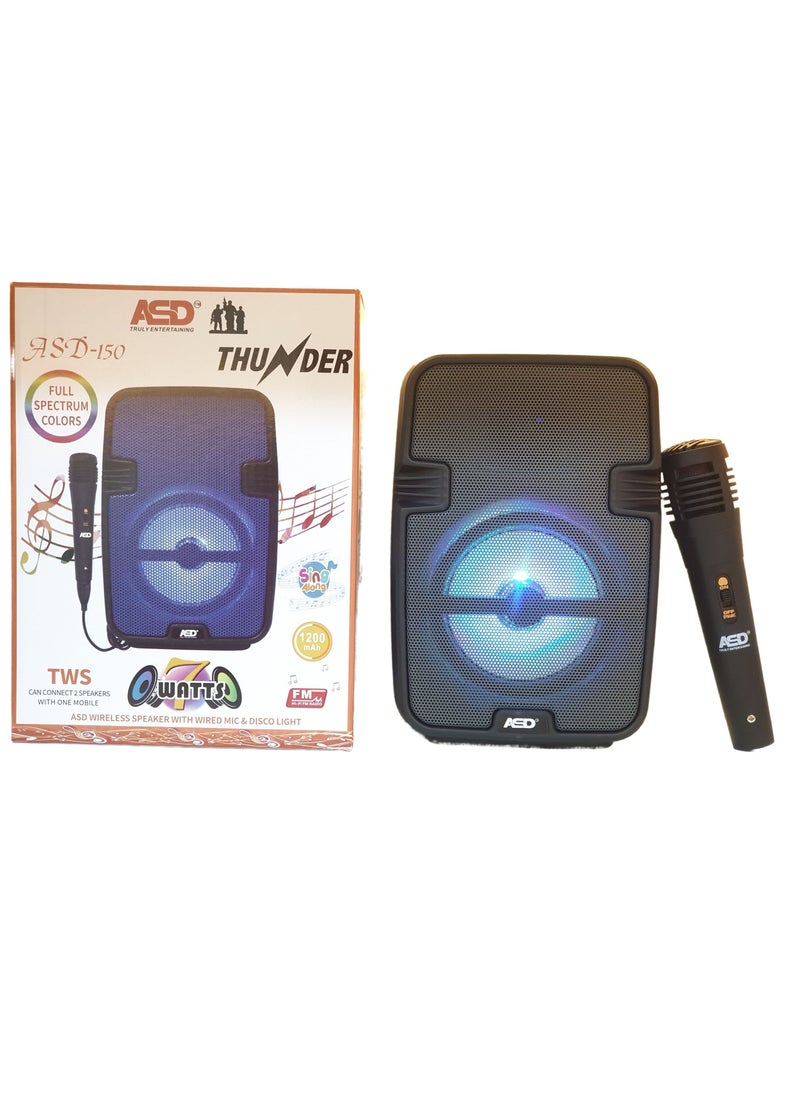ASD - ASD-150 Thunder Wireless Speaker with Wired Mic and Disco Light - Image 1