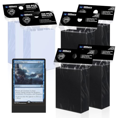 Mlikero 400 Pack Card Sleeves 200 Matte Black Trading Card Sleeve and 200 Perfect Fit Sleeves Ideal for DoubleSleeving Compatible with MTG TCG - Image 1