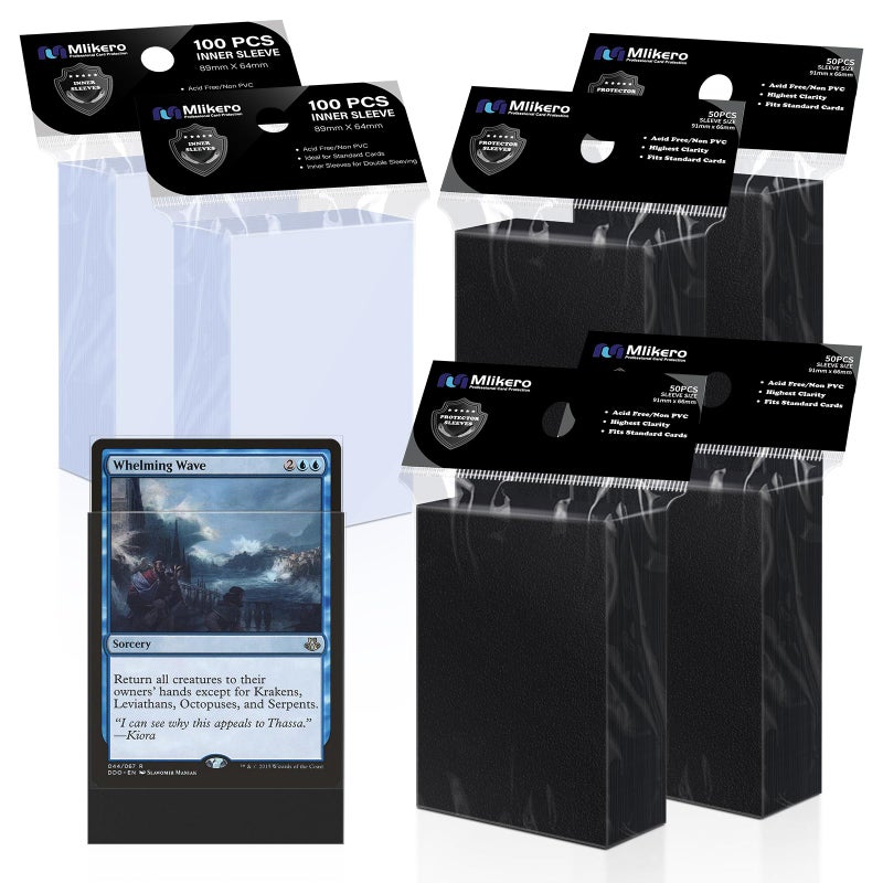 Mlikero 400 Pack Card Sleeves 200 Matte Black Trading Card Sleeve and 200 Perfect Fit Sleeves Ideal for DoubleSleeving Compatible with MTG TCG - Image 2