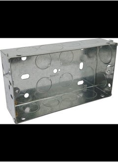 Double 2 Gang Galvanised Metal Back Box 35mm Deep Flush Mount Pattress Box