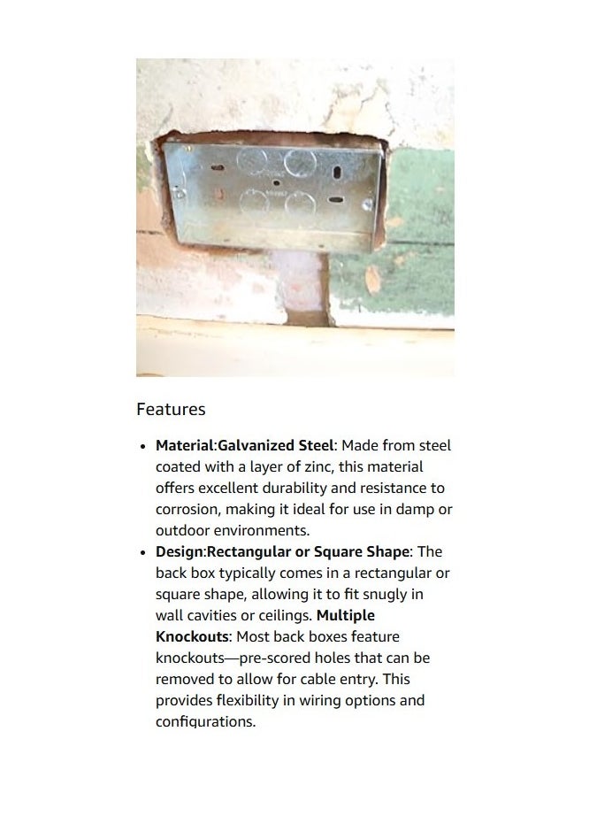 ABBASALI - Double 2 Gang Galvanised Metal Back Box 35mm Deep Flush Mount Pattress Box - Image 1