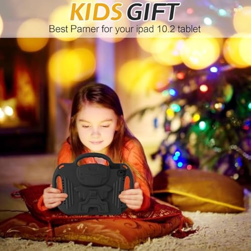 AVAWO Kids Case for New iPad 9th Generation 10.2 inch 2021 with Lanyard,iPad 8th/7th Generation Case for Kids, Shockproof Handle Stand Shoulder Strap Bumper Cover for iPad 2021/2020/2019,Black - Image 3