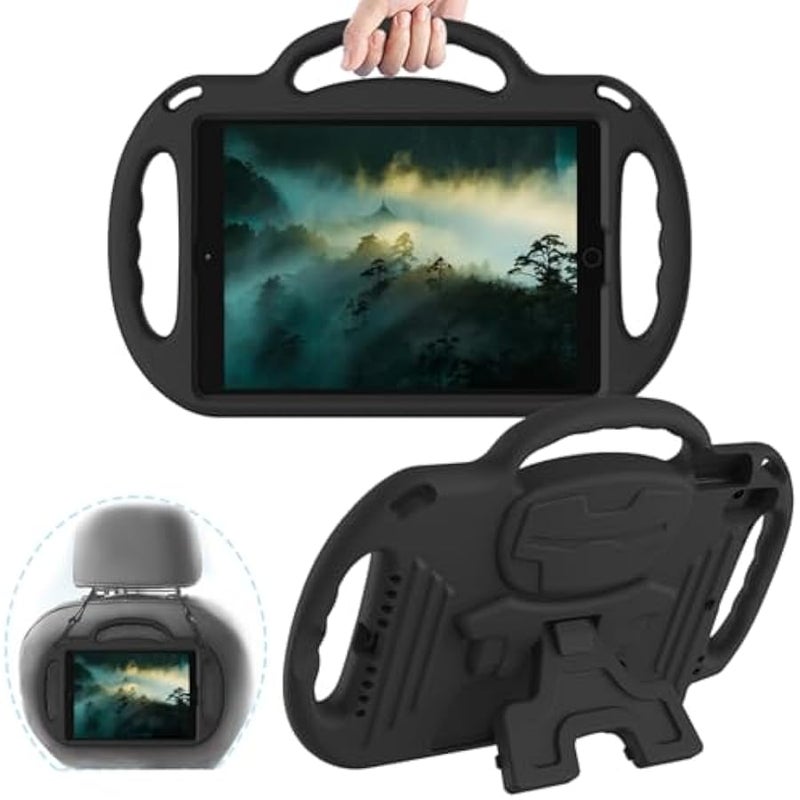 AVAWO Kids Case for New iPad 9th Generation 10.2 inch 2021 with Lanyard,iPad 8th/7th Generation Case for Kids, Shockproof Handle Stand Shoulder Strap Bumper Cover for iPad 2021/2020/2019,Black - Image 1
