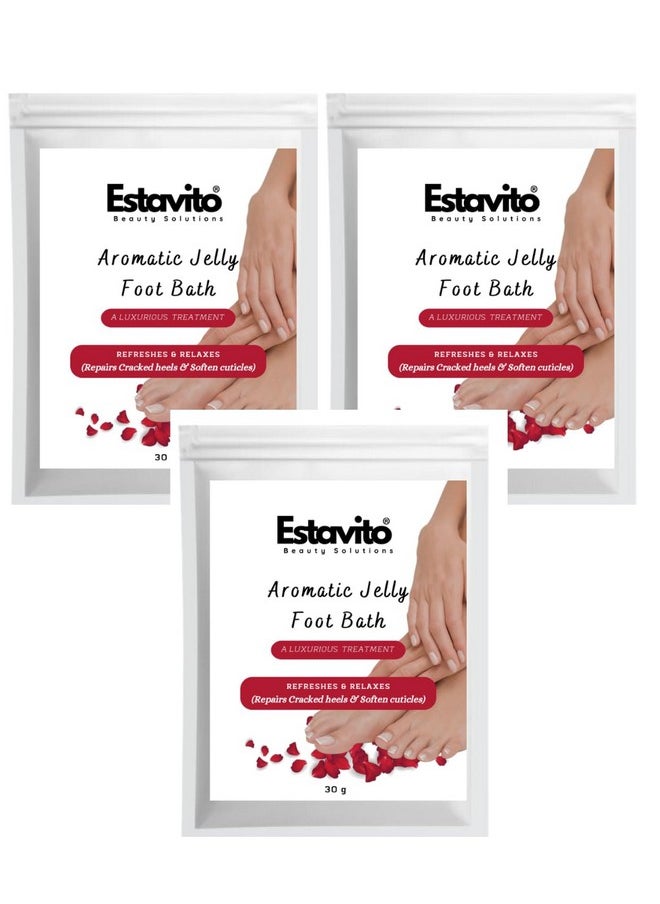ESTAVITO - Jelly Soothing Foot Bath With Rose Petals 30Gms (Pack Of 3) |Repairs Cracked Heels And Softens Cuticles| - Image 1