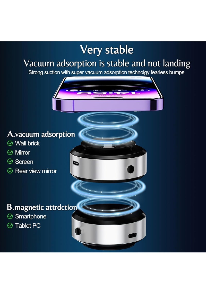 ELTRAZONE Vacuum Magnetic Suction Cup Phone Mount,360 Rotation Magnetic Car Cell Phone Holder,Suction Cup Car Phone Mount,Universal Adjustable Windshield Dashboard Mobile Phone Holder (Silver) - Image 4