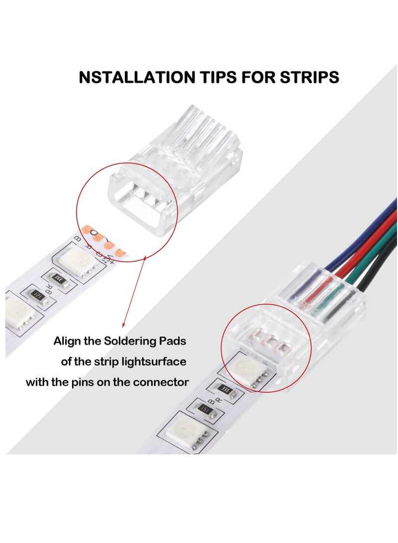 SYOSI LED Strip Connector, LED Flexible Light Strip Crystal Buckle Adapter, Waterproof Transparent Solderless Wireless Seamless Track Lighting Connector 5V 12V 24V (4pin, 10mm) - Image 2