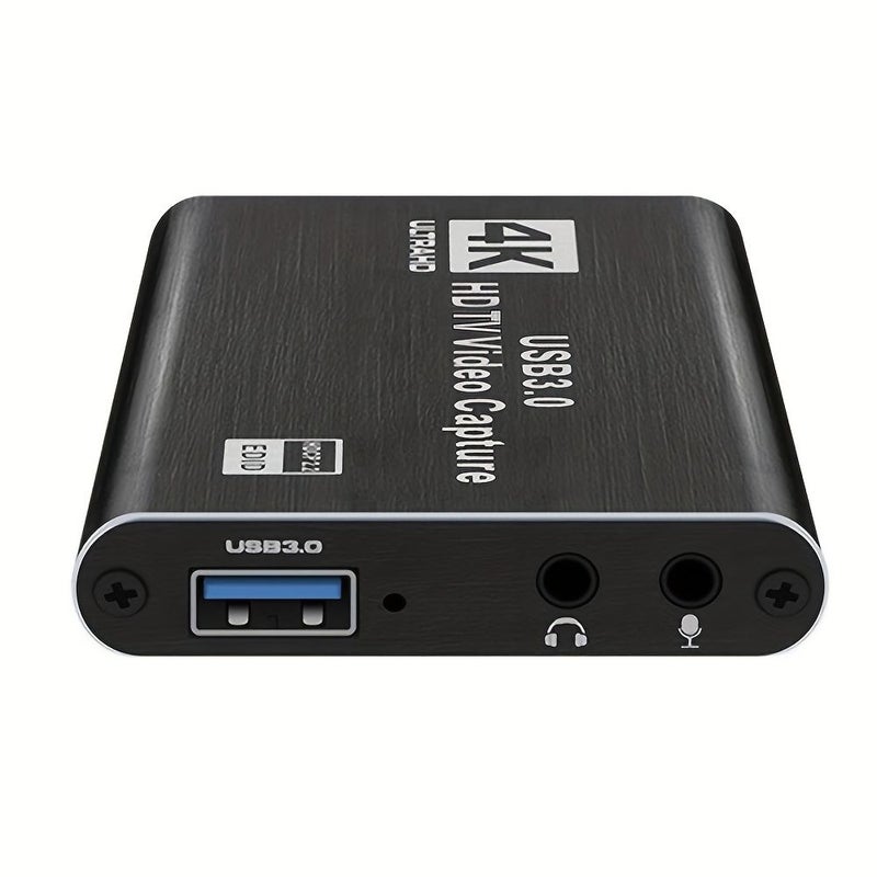 بطاقة التقاط فيديو بدقة 4K و1080p و60 إطارًا في الثانية، صندوق تسجيل HDTV باللون الأسود، متوافق مع USB 3.0، أداة التقاط وبث مباشر. - Image 4