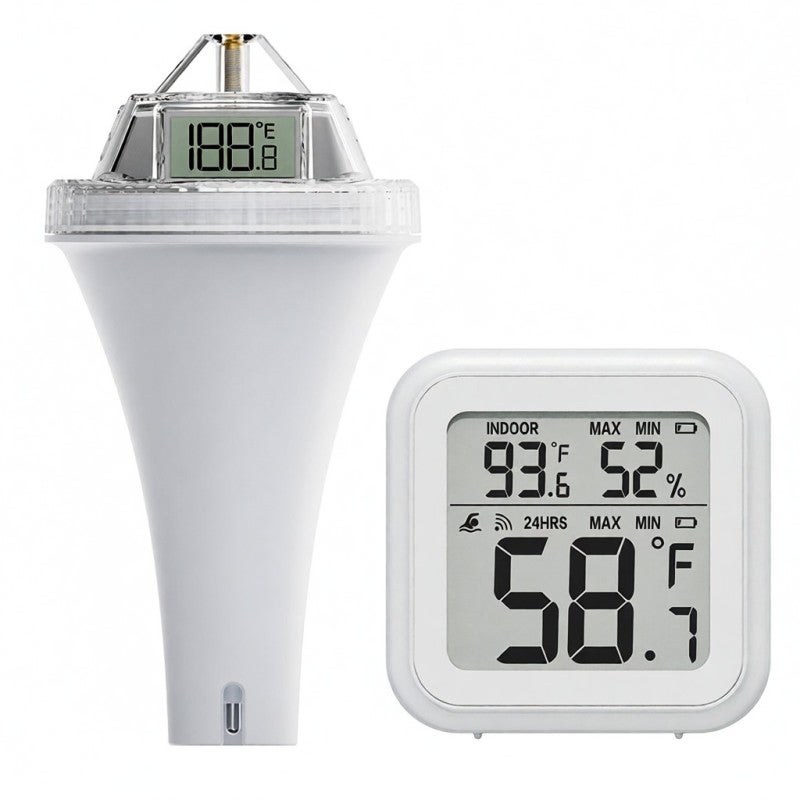 BALDR Pool Thermometer Floating Easy Read Digital Swimming Pool Thermometer Wireless Water Temperature Gauge with Indoor Thermometers Floating Thermometer for Pool/Hot Tub/Fish Tank - Image 1