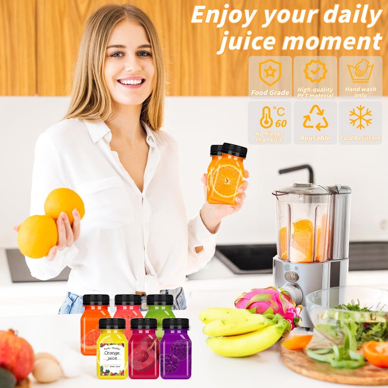 UZLU 112 Pcs 4oz Juice Bottles, Small Plastic Bottles with Caps, Reusable Clear Containers with Lids for Juicing, Smoothie and Other Beverages,Black - Image 4