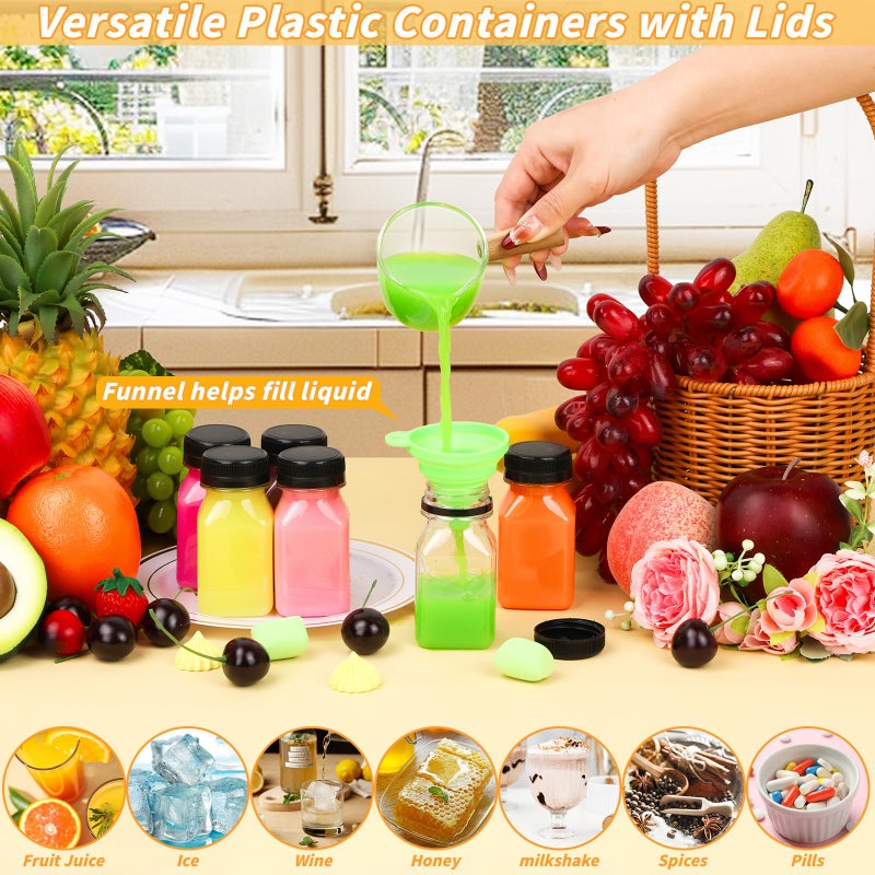 UZLU 112 Pcs 4oz Juice Bottles, Small Plastic Bottles with Caps, Reusable Clear Containers with Lids for Juicing, Smoothie and Other Beverages,Black - Image 3