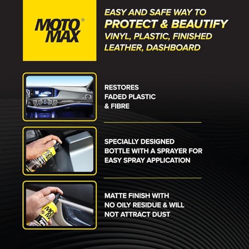 Motomax Protectant Spray (100 ml)| Repels dust, pollutants| Protect, Restore faded vinyl, plastic, leather, dashboard, rubber, tyres of Cars, Bikes, Motorcycles & Scooty| Provides long lasting shine - Image 2