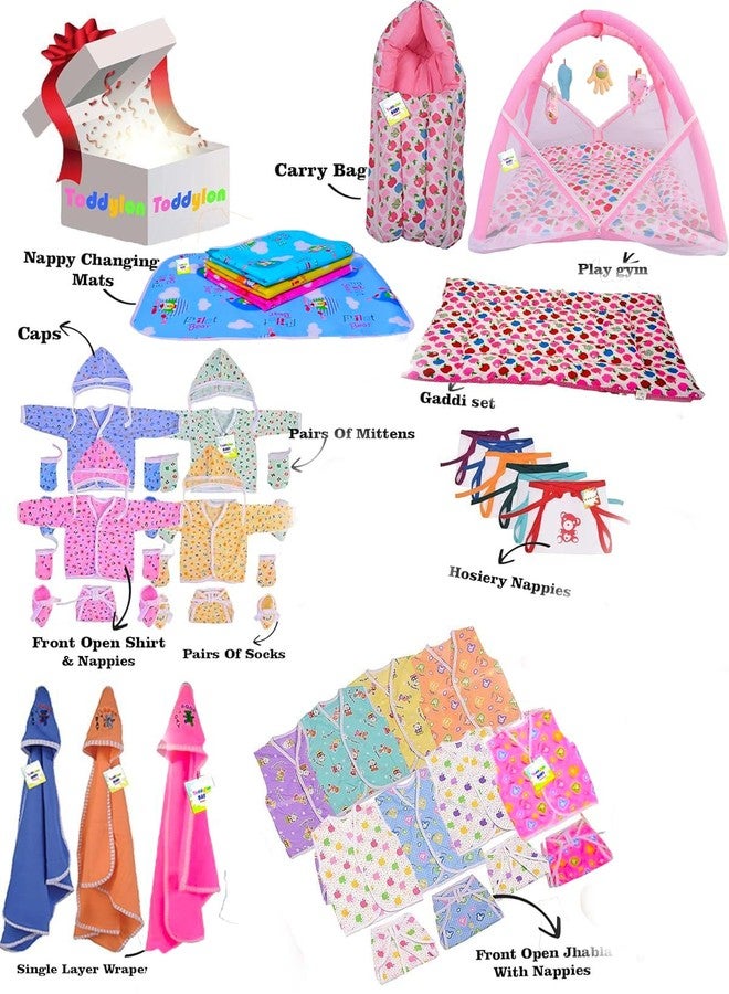 Toddylon New Born Baby Essentials Kit 56 Combo Set (0–6 Months) | Newborn Baby Hospital Bag Kit | Infant Combo Set for New Born | Newborns Baby Dress & Clothing Set | Infants Essentials Kit (Pink) - Image 3
