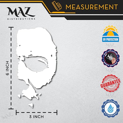 MAZ DISTRIBUTIONS – Michael Myers Creepy Half Face Sticker – Vinyl Scary Half Michael Myers Face Sticker for Car, Truck – Indoor and Outdoor Use – Waterproof Decal for Laptop and iPad -Maz 341 (White) - Image 5