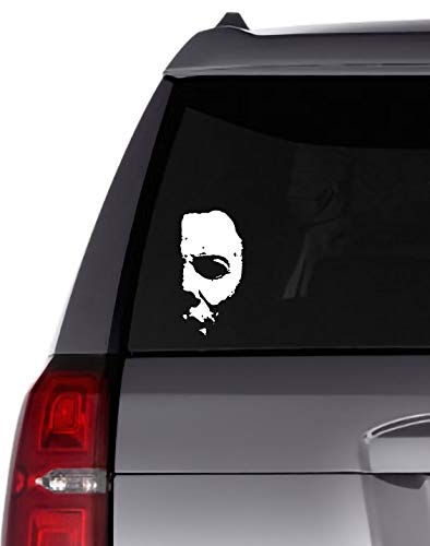 MAZ DISTRIBUTIONS – Michael Myers Creepy Half Face Sticker – Vinyl Scary Half Michael Myers Face Sticker for Car, Truck – Indoor and Outdoor Use – Waterproof Decal for Laptop and iPad -Maz 341 (White) - Image 1