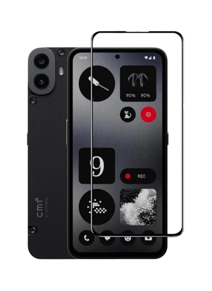 Muzz Nothing CMF Phone 1 Screen Protector Glass Full Glue Tempered Screen Guard Anti-Fingerprints Shatter Resistant for Nothing CMF Phone 1 2024 Black 