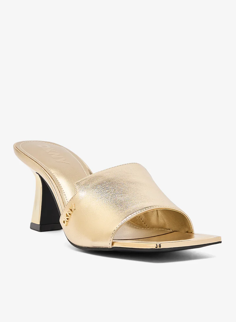 د ك ن ي Kailyn Metallic Nappa PU Heeled Sandals