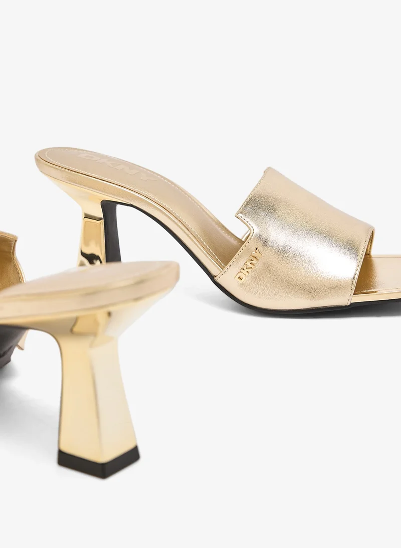 DKNY  Kailyn Metallic Nappa PU Heeled Sandals for Women | Best Price UAE