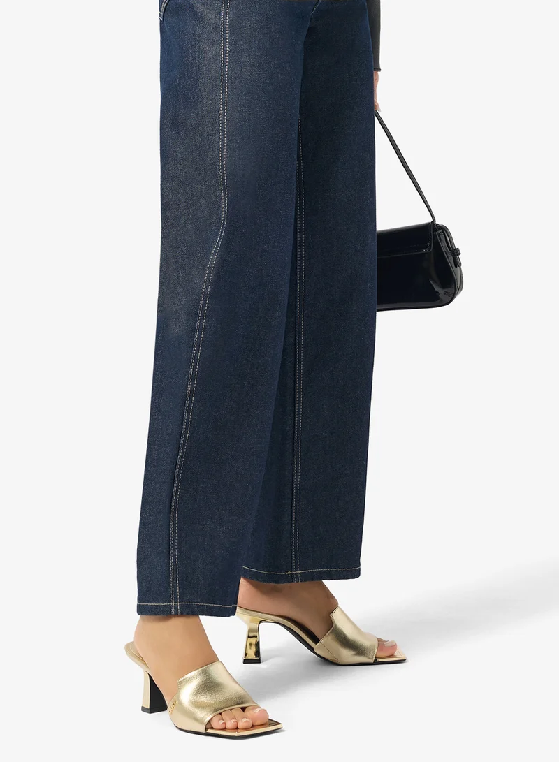 DKNY  Kailyn Metallic Nappa PU Heeled Sandals for Women | Best Price UAE