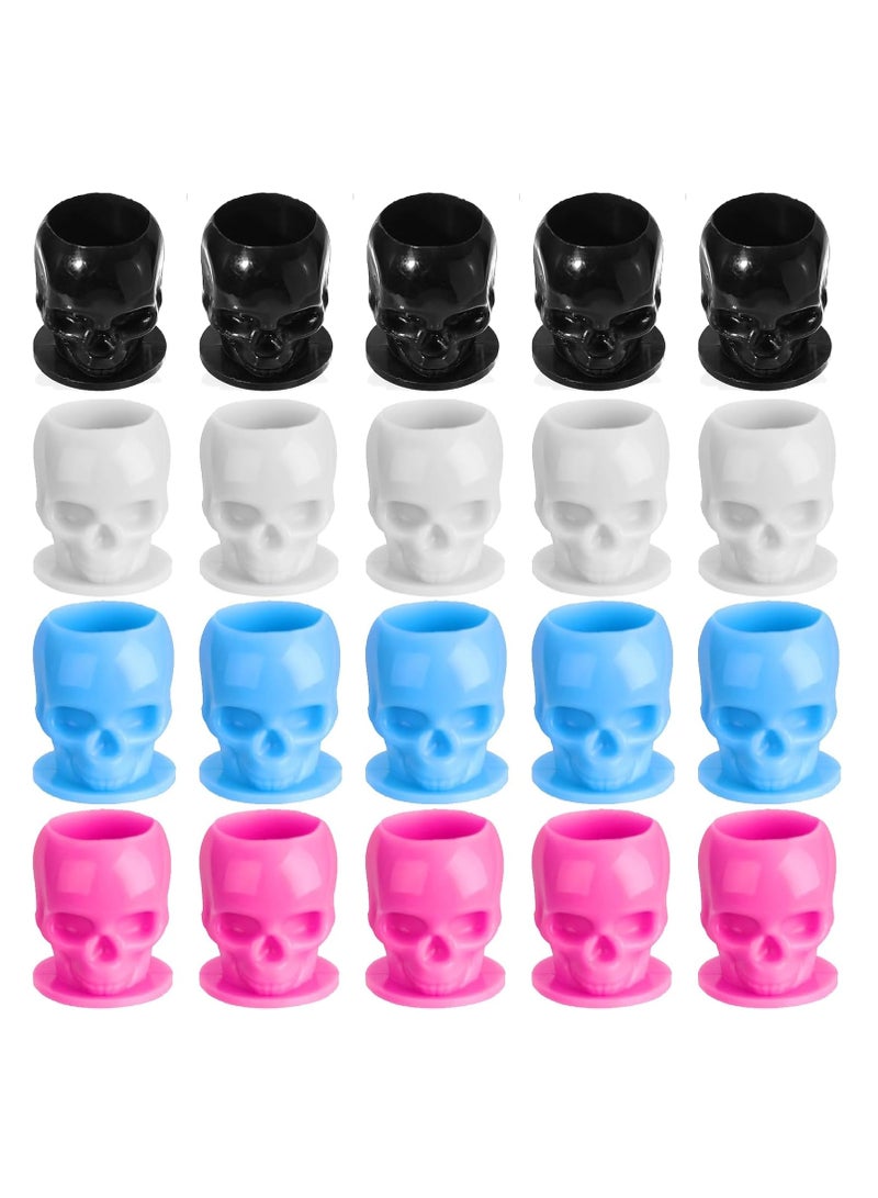 Generic Ink Cups with Base - 200 Pcs 4 Colors Disposable Plastic Ink Caps Pigment Caps for Makeup Container Cap Accessory Supplies  - Image 1