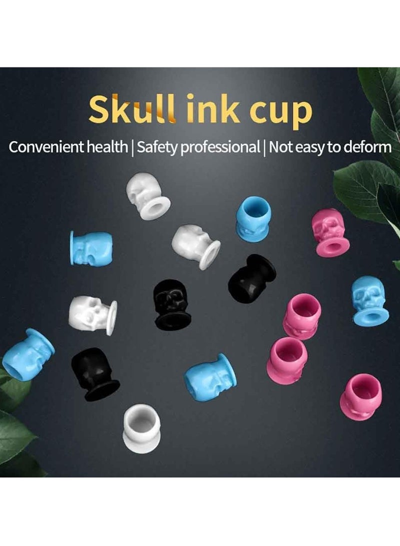 Generic Ink Cups with Base - 200 Pcs 4 Colors Disposable Plastic Ink Caps Pigment Caps for Makeup Container Cap Accessory Supplies  - Image 3