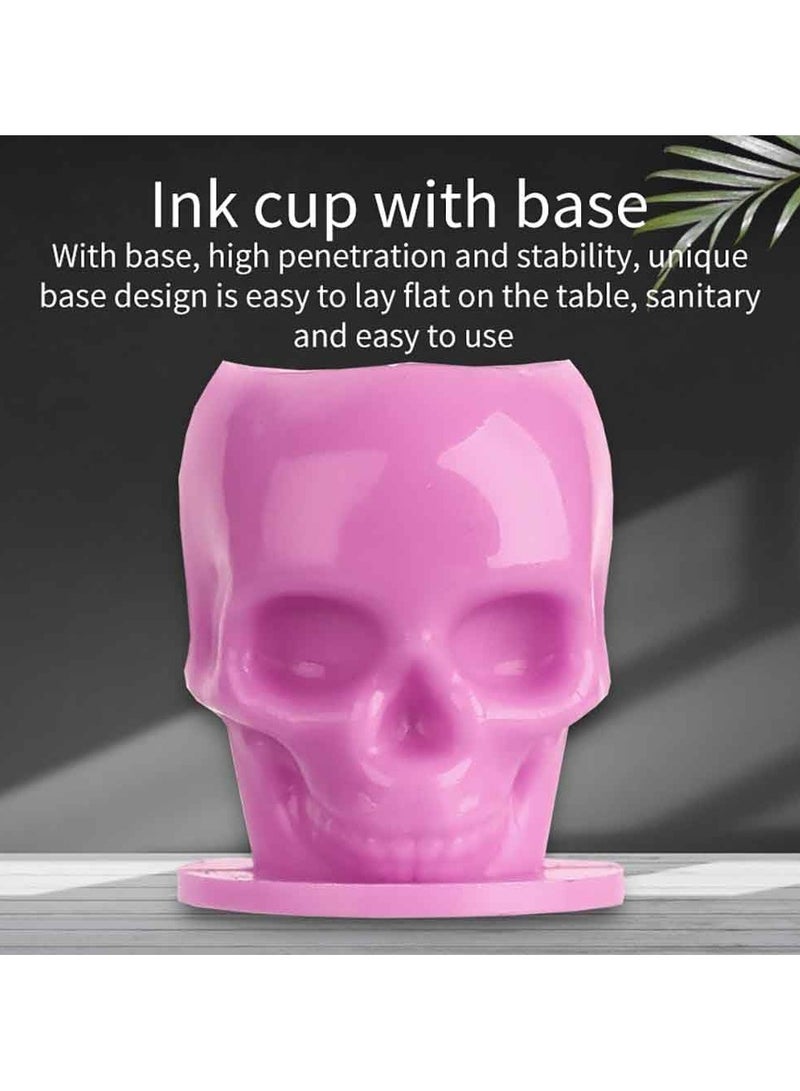 Generic Ink Cups with Base - 200 Pcs 4 Colors Disposable Plastic Ink Caps Pigment Caps for Makeup Container Cap Accessory Supplies  - Image 5