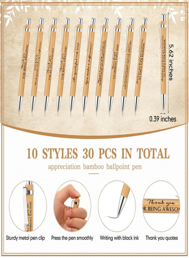 ReliThick 30 Sets Employee Appreciation Gift Inspirational Bamboo Ballpoint Pen Bulk with Thank You Greeting Card Nurses Week Gifts Graduation Party Favor for Nurse Teacher Coworker Volunteer Team - Image 2