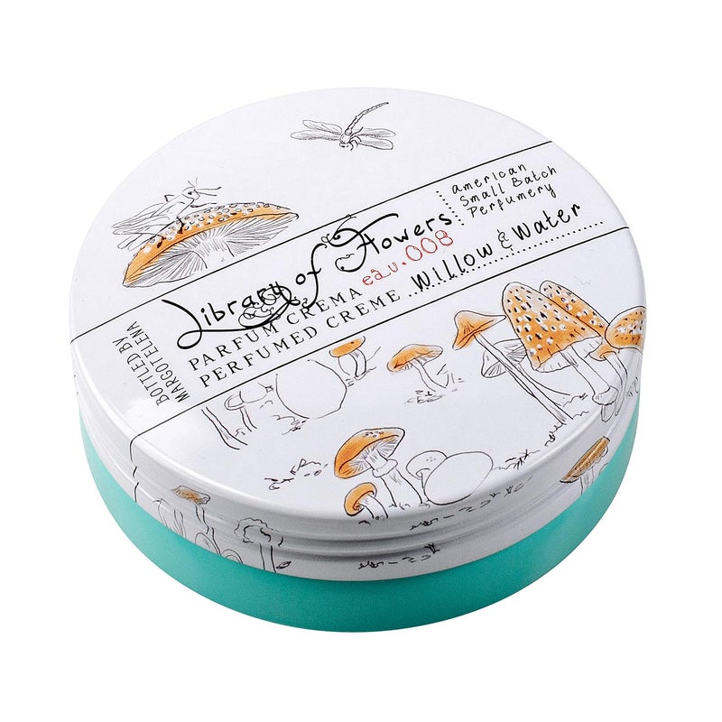 Library of Flowers Willow & Water Parfum Crema, 2.5 oz., Cut Greens, Flowering Lotus, & Watercress Scented Women's Solid Perfume, Long Lasting Fragranced Body Lotion - Image 1