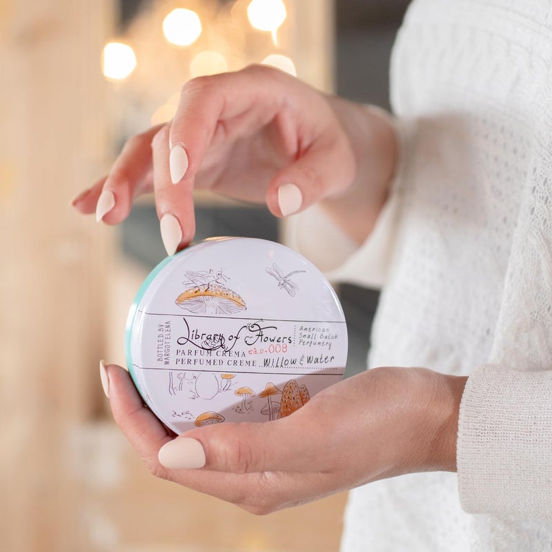 Library of Flowers Willow & Water Parfum Crema, 2.5 oz., Cut Greens, Flowering Lotus, & Watercress Scented Women's Solid Perfume, Long Lasting Fragranced Body Lotion - Image 5