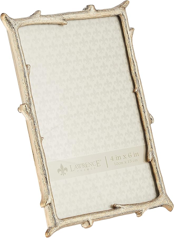 Lawrence Frames Frames 4x6 Gold Metal Natural Branch Design Picture Frame - Image 1