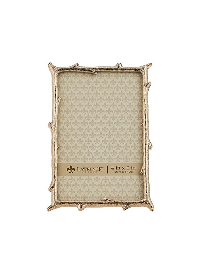 Lawrence Frames Frames 4x6 Gold Metal Natural Branch Design Picture Frame - Image 2