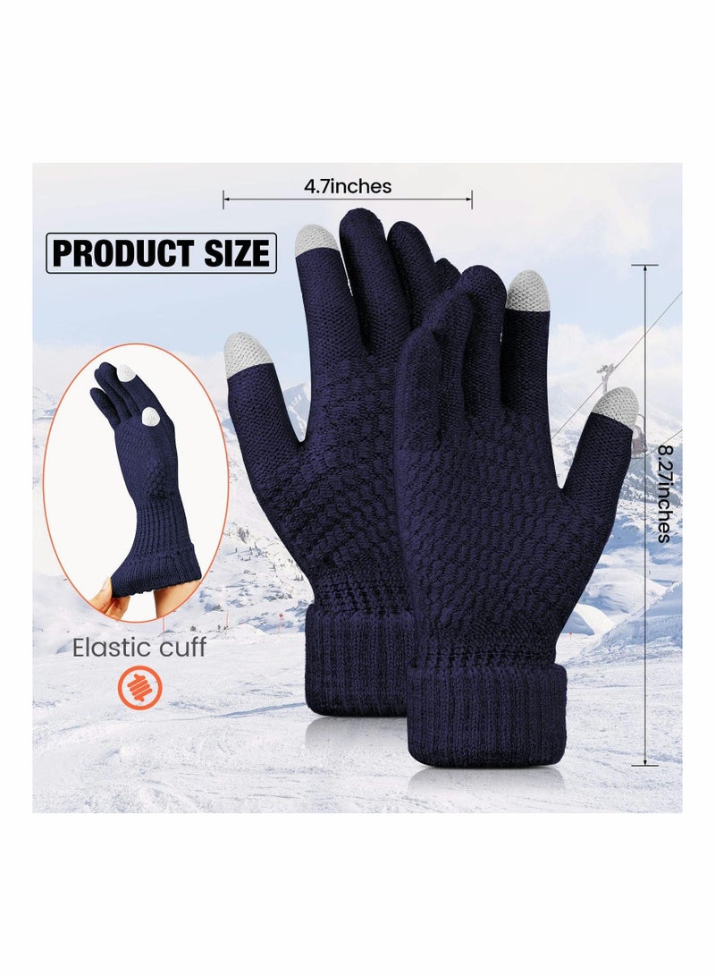 4 Pairs Women's Winter Touch Screen Gloves Warm Fleece Lined Knit Elastic Cuff Texting - Image 2