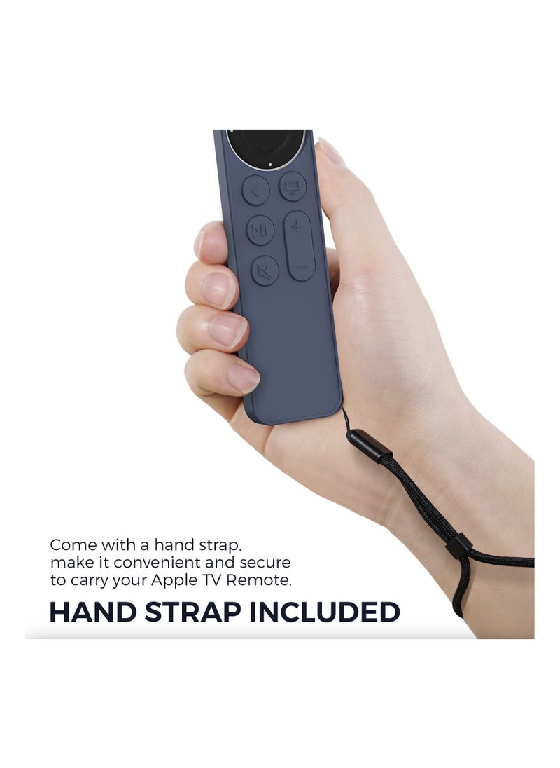 Generic - Case for Apple TV Siri Remote 4K 2021 【for AirTag Holder Built In】 All Around Silicone Cover Skin Compatible with Apple TV Remote / Siri Remote (2nd) and for AirTag (Midnight Blue) - Image 1