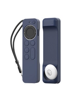 Case for Apple TV Siri Remote 4K 2021 【for AirTag Holder Built In】 All Around Silicone Cover Skin Compatible with Apple TV Remote / Siri Remote (2nd) and for AirTag (Midnight Blue)