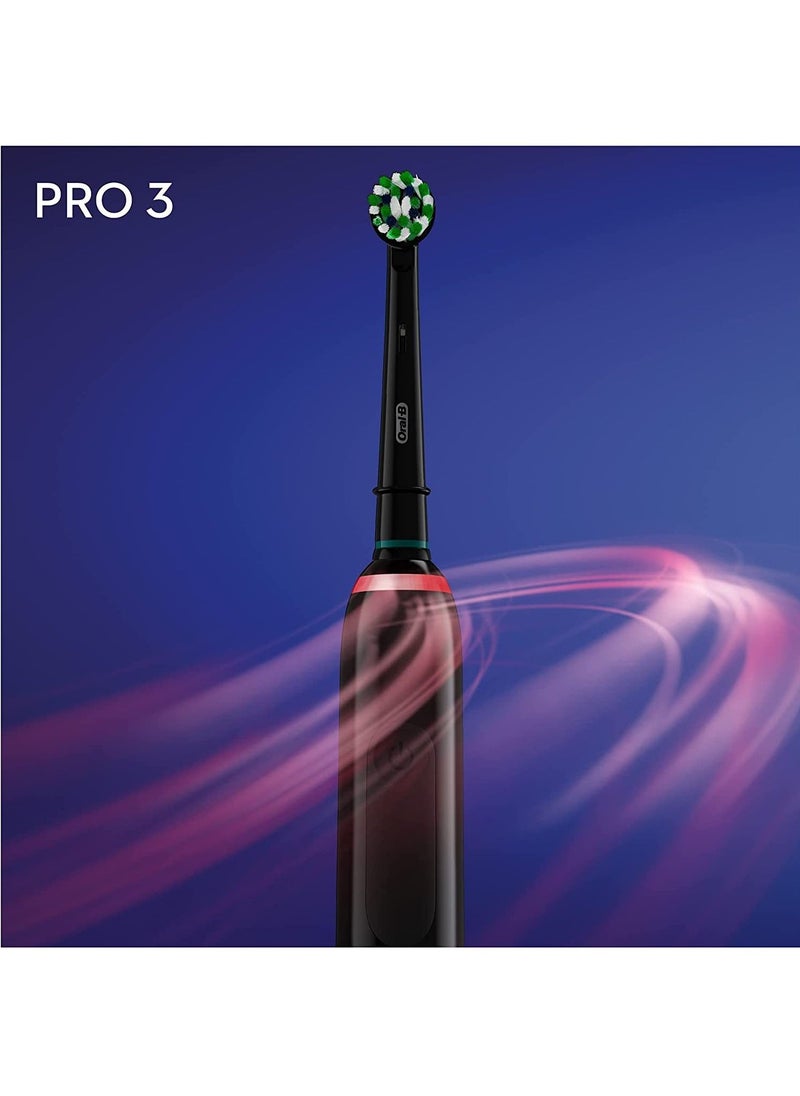 Oral-B Oral-B Pro 3 Electric Toothbrush with Smart Pressure Sensor, 1 Cross Action Toothbrush Head and Travel Case, 3500 Black  - Image 4