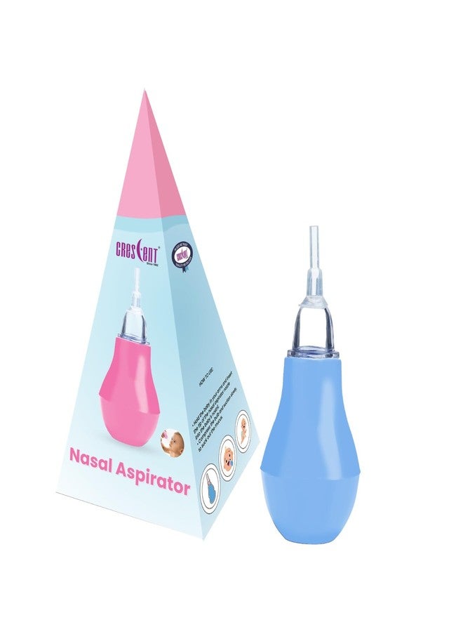 كريسنت شفاط أنف كريسنت | شفاط أنف خالٍ من مادة BPA للأطفال حديثي الولادة | منظف أنف ناعم للأطفال | شفاط مخاط سهل التنظيف لأنف الطفل | شفاط أنف صغير الحجم للأطفال، مناسب للأطفال من عمر 0+ شهر، لون أزرق فاتح - Image 1