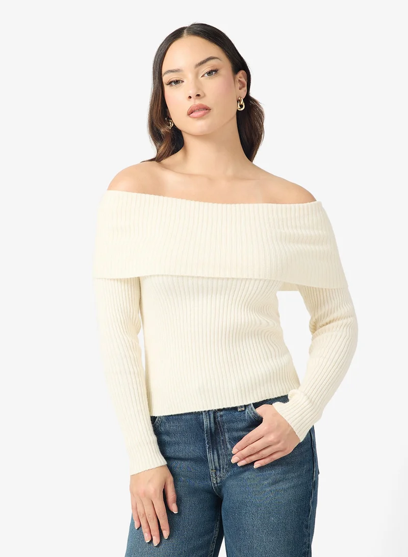 اونلي كنزة أونلكاتيا بأكمام طويلة وكتف مكشوف