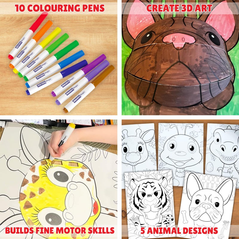 Marvin's Magic - Amazing 3D Pop Posters - Colourful Arts and Crafts Kit - Includes Vibrant Markers and Interactive Animal Designs - Travel-Friendly - Perfect for Ages 5+ - Image 2