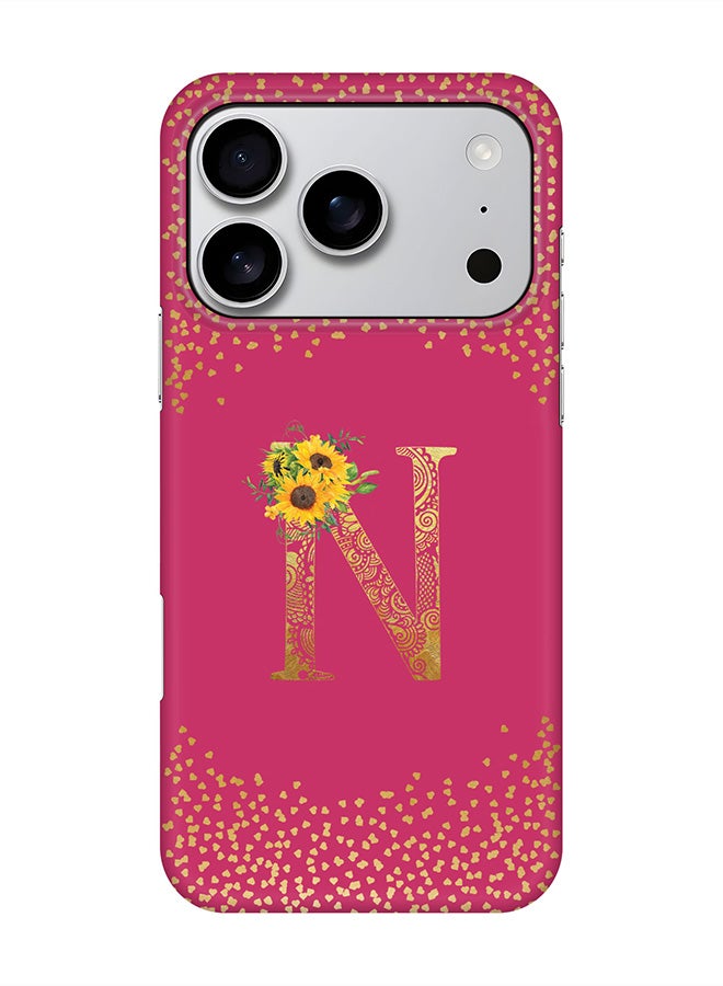 Stylizedd For iPhone 17 Pro,Case, [Compatible with MagSafe] Magnetic cover Slim fit Protection Matte, - Custom Floral Monogram - N ( Deep Pink )