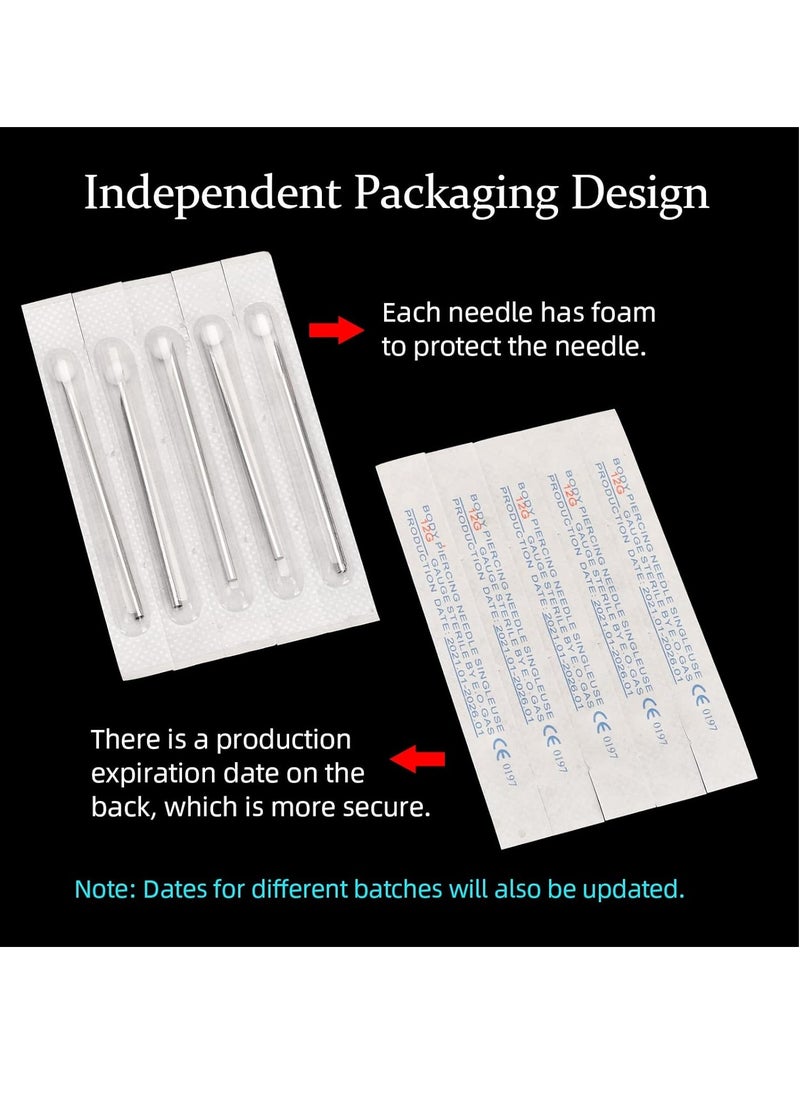 ATOMUS - Body Piercing Needles ATOMUS 16G Stainless Steel Sterile Disposable Ear Nose Navel Lip Piercing Needles 10 pcs - Image 1