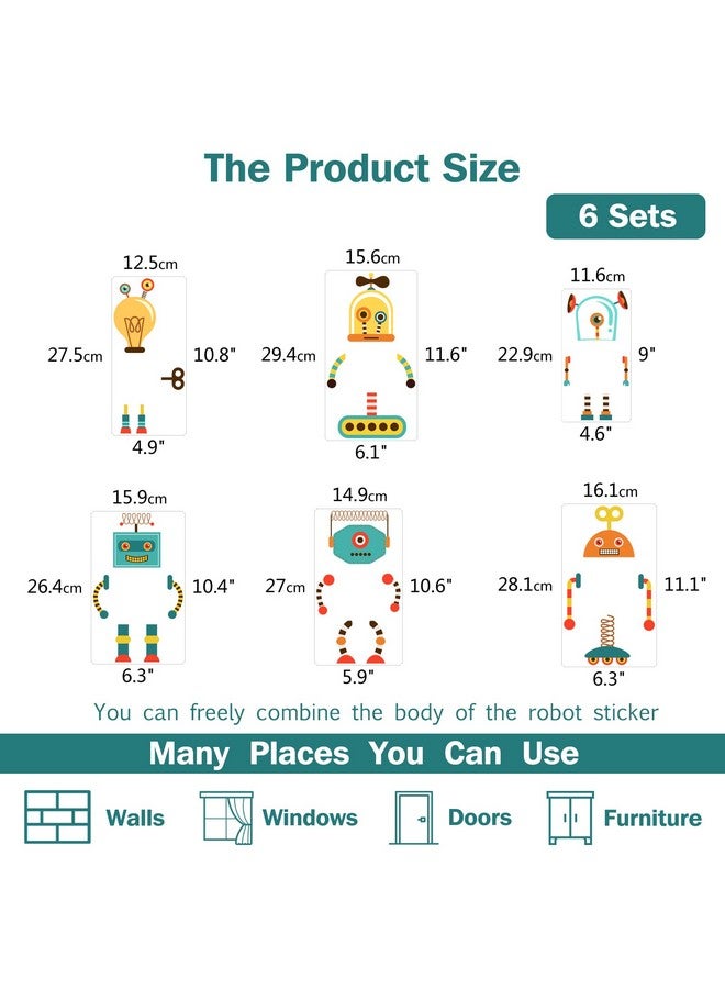 SUPERDANT Robot Light Switch Wall Sticker 6 Style Funny Robot Light Switch Wall Decals Vinyl Wallpaper Art Decal for for Kids Room Bedroom Living Room Nursery Classroom Decorations - Image 2
