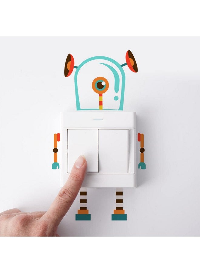 SUPERDANT Robot Light Switch Wall Sticker 6 Style Funny Robot Light Switch Wall Decals Vinyl Wallpaper Art Decal for for Kids Room Bedroom Living Room Nursery Classroom Decorations - Image 3