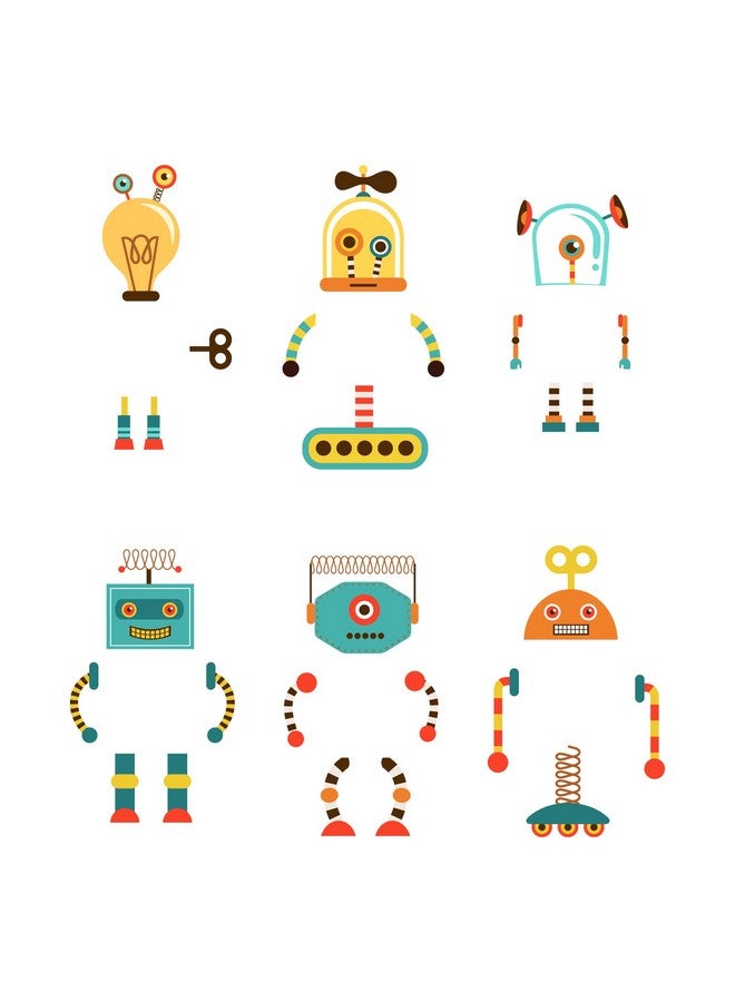 SUPERDANT Robot Light Switch Wall Sticker 6 Style Funny Robot Light Switch Wall Decals Vinyl Wallpaper Art Decal for for Kids Room Bedroom Living Room Nursery Classroom Decorations - Image 1