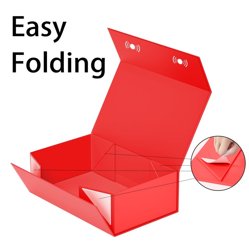 RYDDOY Red Gift Box, 9.5x6x3'' Gift box for Presents with Lids Magnetic Closure Rectangle Collapsible for Bridesmaid Proposal Box, Wedding, Christmas, Halloween, Birthday Gift Packging - Image 4