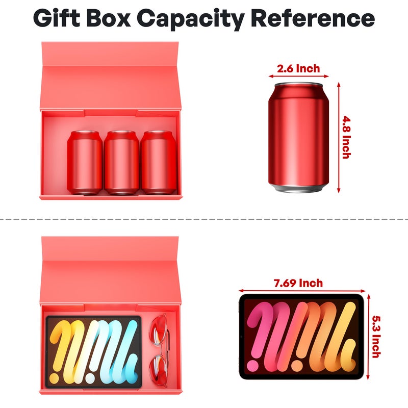 RYDDOY Red Gift Box, 9.5x6x3'' Gift box for Presents with Lids Magnetic Closure Rectangle Collapsible for Bridesmaid Proposal Box, Wedding, Christmas, Halloween, Birthday Gift Packging - Image 3