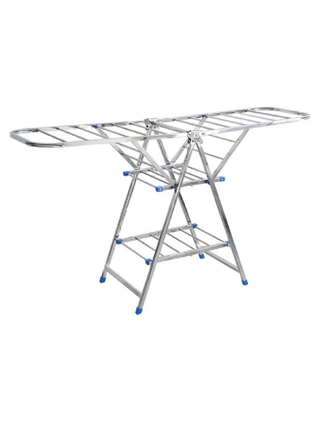 sulfar - Stainless Steel Cloth Drying Rack Stand, Clothes Dryer Laundry Hanger Stand 3 Tier 180cm length,Stable and durable, Adjustable Hanging Foldable For Drying Clothing Indoor And Outdoor (Silver) - Image 1