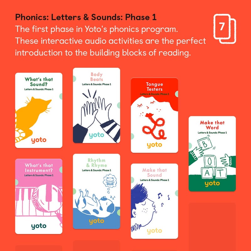 YOTO YOTO Phonics: Letters & Sounds: Phase 1 – Kids 7 Audio Cards for Use Player & Mini All-in-1 Audio Player, Educational Screen-Free Listening with Fun Interactive Learning Activities, Ages 3+ - Image 2