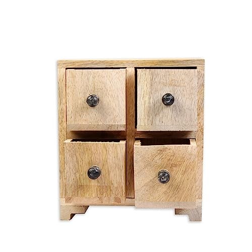itsy-bitsy Itsy Bitsy Wooden Box for Art and Craft for Storage | Wooden Box for Storage,Jewellery| Chest of Drawers (4 Compartments) 6.5 X 3 X 6inch|Small Wooden Drawer Cabinet Organizer Box - Image 5