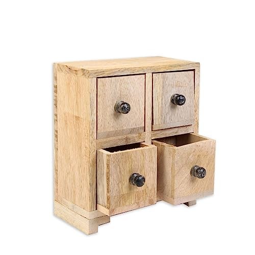 itsy-bitsy Itsy Bitsy Wooden Box for Art and Craft for Storage | Wooden Box for Storage,Jewellery| Chest of Drawers (4 Compartments) 6.5 X 3 X 6inch|Small Wooden Drawer Cabinet Organizer Box - Image 4